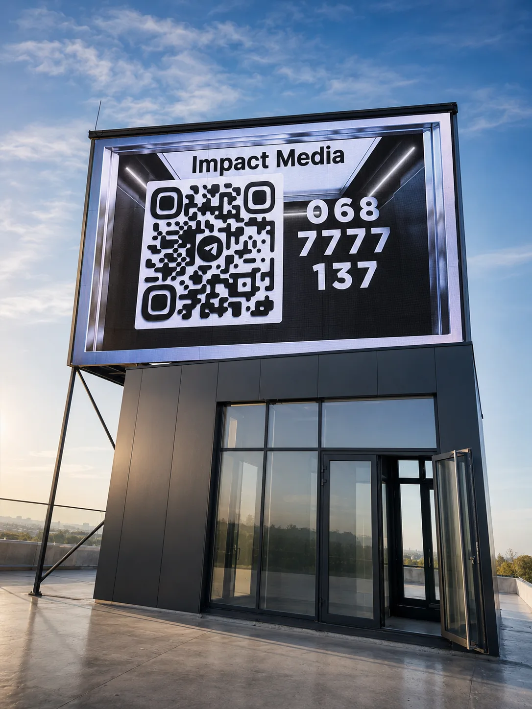 Stationary rooftop LED screen in Dnipro